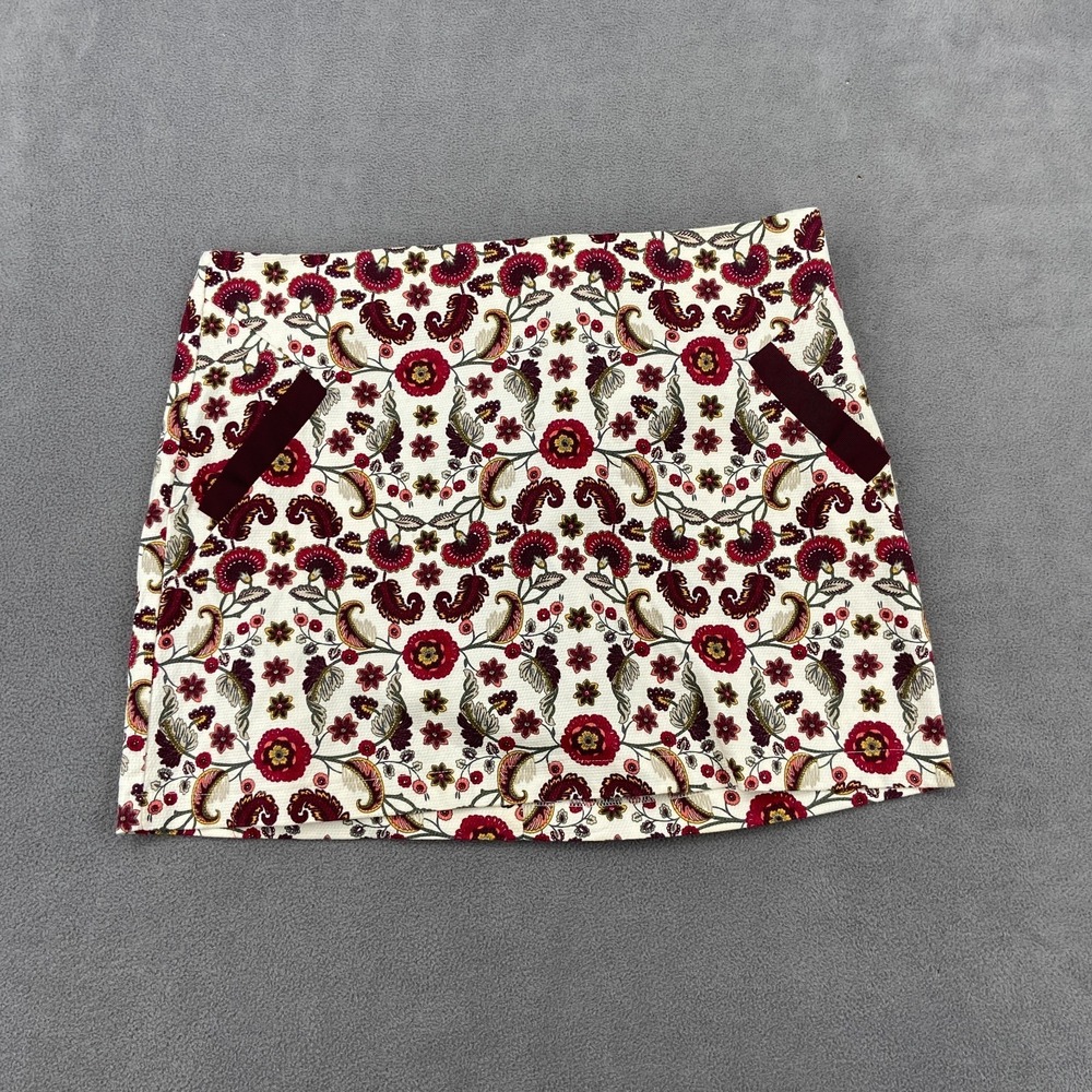 Joe Boxer Mini Skirt Womens XL Multicolor Paisley Print Texture Back Zip Modern